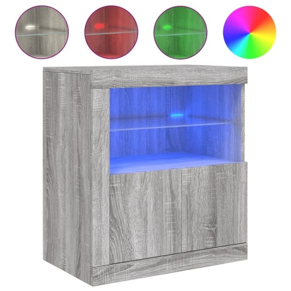 vidaXL skænk med LED-lys 60,5x37x67 cm grå sonoma-eg