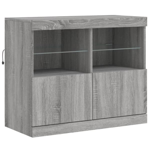 vidaXL Skjenk med LED-lys grå sonoma 81x37x67 cm