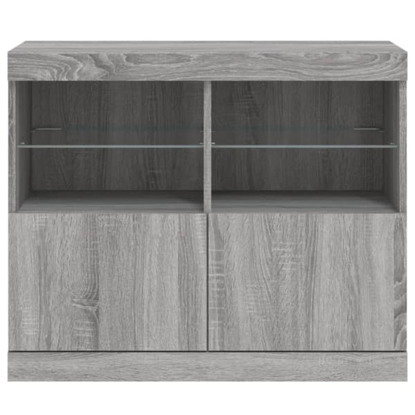 vidaXL Skjenk med LED-lys grå sonoma 81x37x67 cm