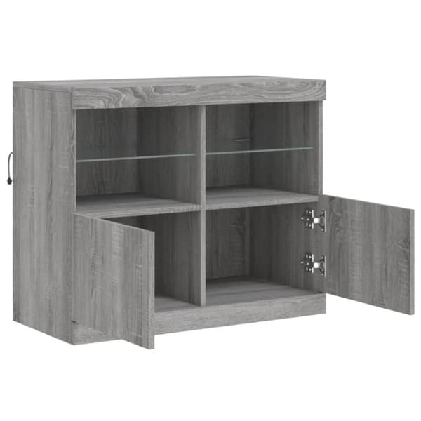 vidaXL Skjenk med LED-lys grå sonoma 81x37x67 cm