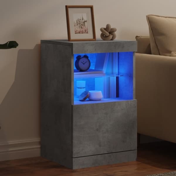 vidaXL Skjenk med LED-lys betonggrå 41x37x67 cm