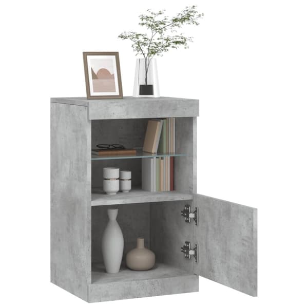 vidaXL Skjenk med LED-lys betonggrå 41x37x67 cm