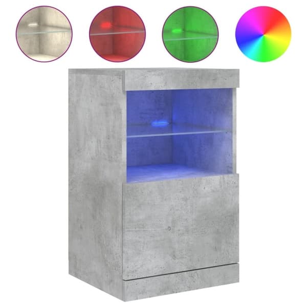 vidaXL Skjenk med LED-lys betonggrå 41x37x67 cm