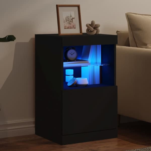 vidaXL Skjenk med LED-lys svart 41x37x67 cm