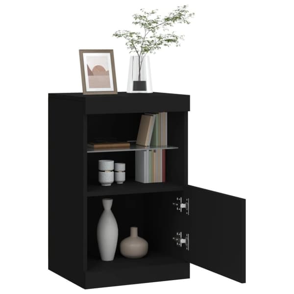 vidaXL Skjenk med LED-lys svart 41x37x67 cm