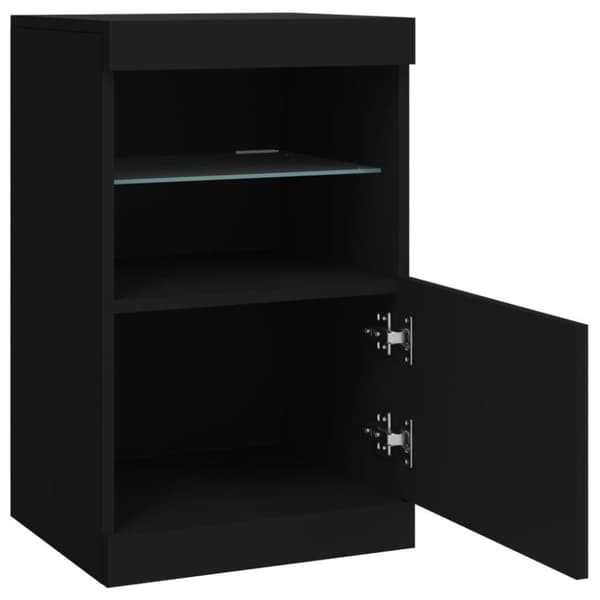 vidaXL Skjenk med LED-lys svart 41x37x67 cm