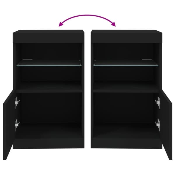 vidaXL Skjenk med LED-lys svart 41x37x67 cm