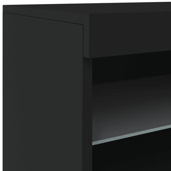 vidaXL Skjenk med LED-lys svart 41x37x67 cm