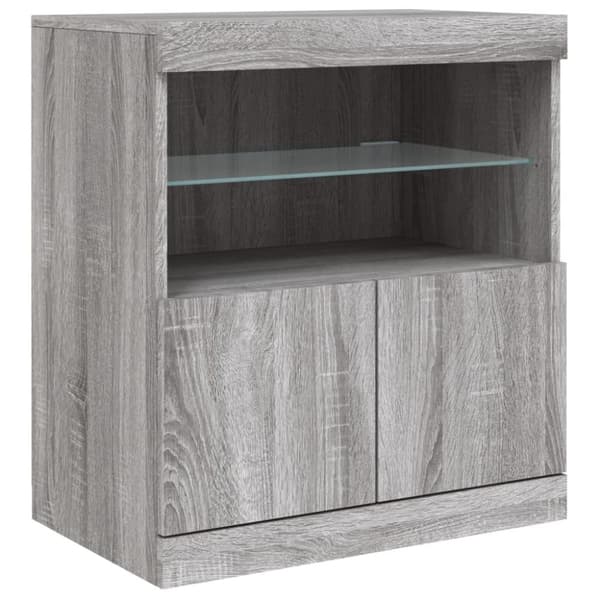 vidaXL skænk med LED-lys 60x37x67 cm grå sonoma-eg