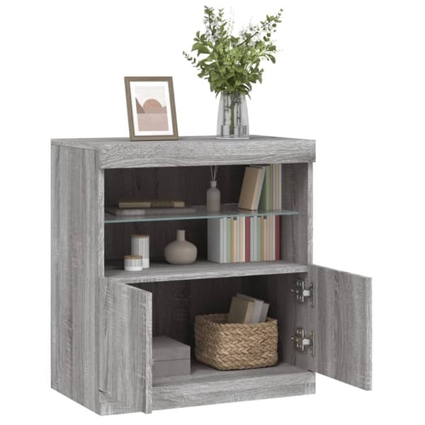 vidaXL skænk med LED-lys 60x37x67 cm grå sonoma-eg