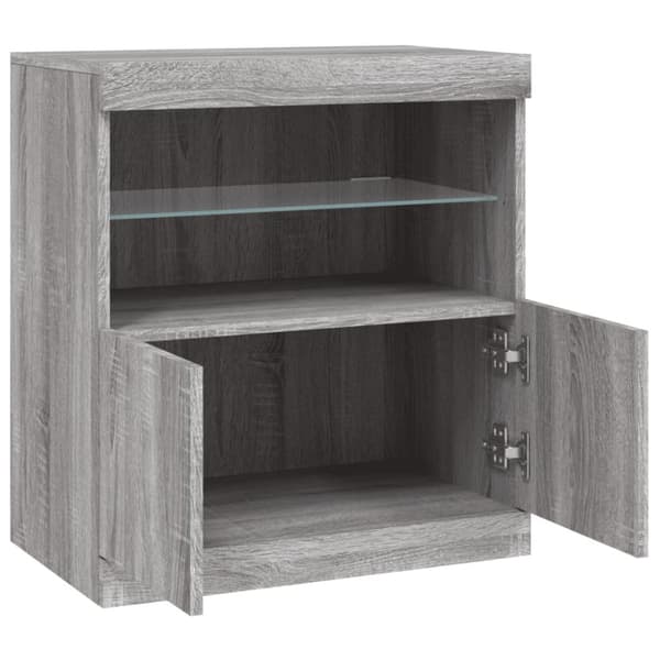 vidaXL skænk med LED-lys 60x37x67 cm grå sonoma-eg