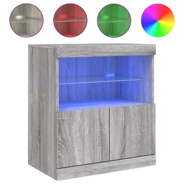 vidaXL skænk med LED-lys 60x37x67 cm grå sonoma-eg