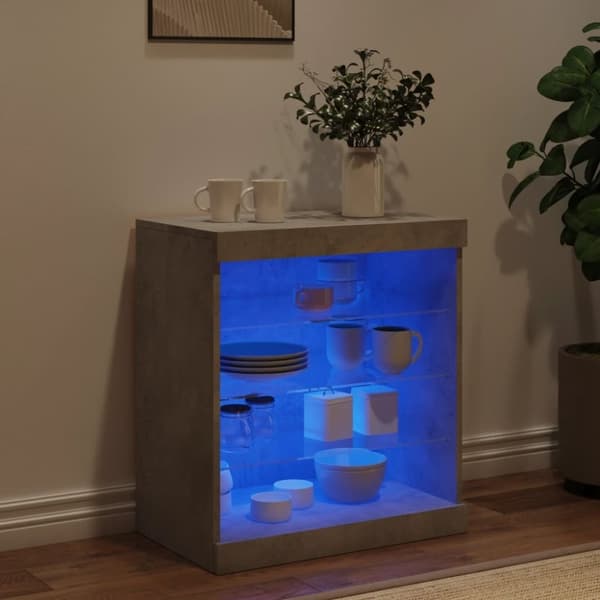 vidaXL Skjenk med LED-lys betonggrå 60,5x37x67 cm