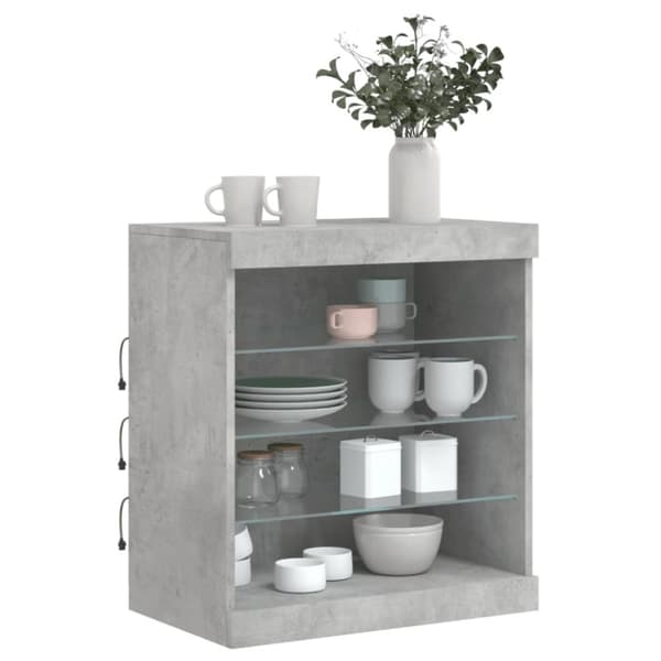 vidaXL Skjenk med LED-lys betonggrå 60,5x37x67 cm