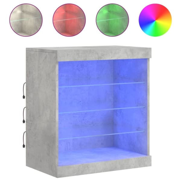 vidaXL Skjenk med LED-lys betonggrå 60,5x37x67 cm