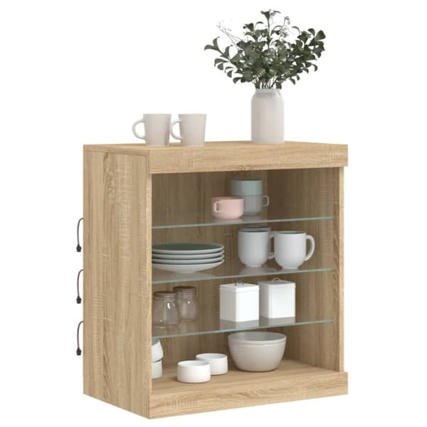 vidaXL skænk med LED-lys 60,5x37x67 cm sonoma-eg