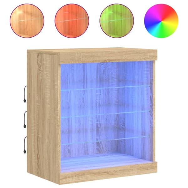 vidaXL skænk med LED-lys 60,5x37x67 cm sonoma-eg