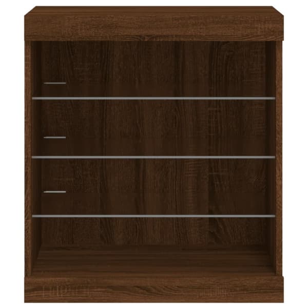 vidaXL Skjenk med LED-lys brun eik 60,5x37x67 cm