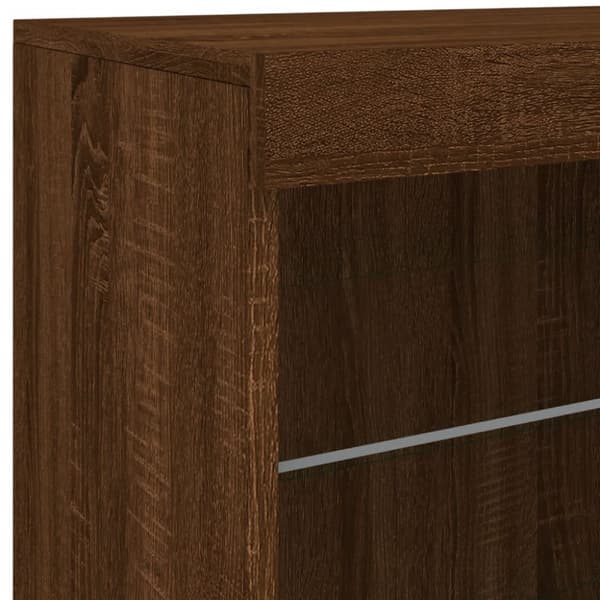 vidaXL Skjenk med LED-lys brun eik 60,5x37x67 cm