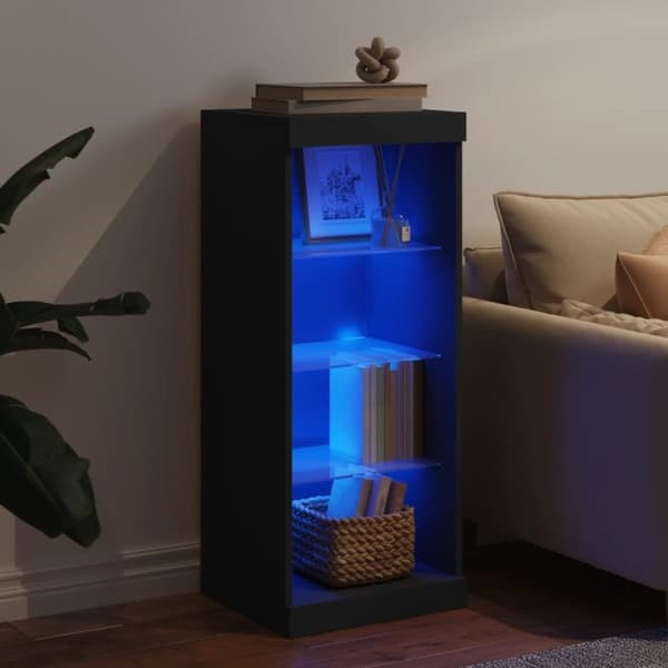 vidaXL skænk med LED-lys 41x37x100 cm sort