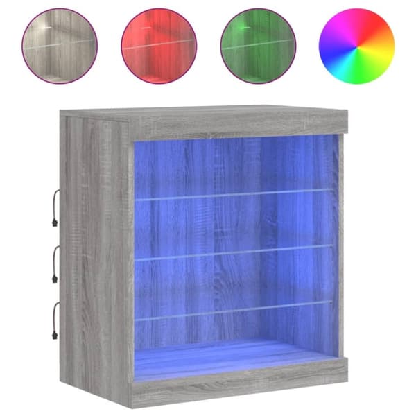 vidaXL Senkki LED-valoilla harmaa Sonoma 60,5x37x67 cm