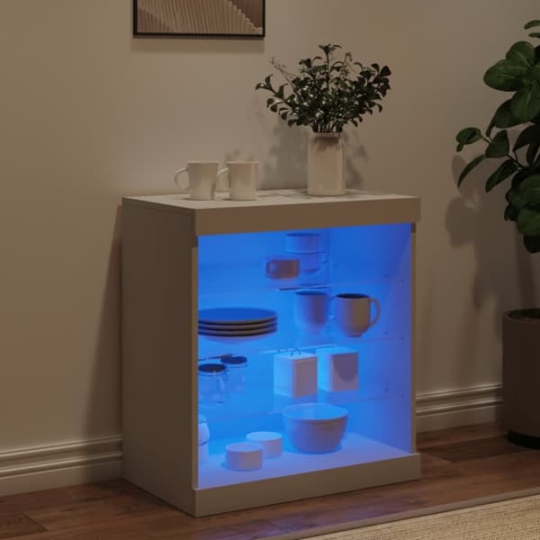 vidaXL skænk med LED-lys 60,5x37x67 cm hvid