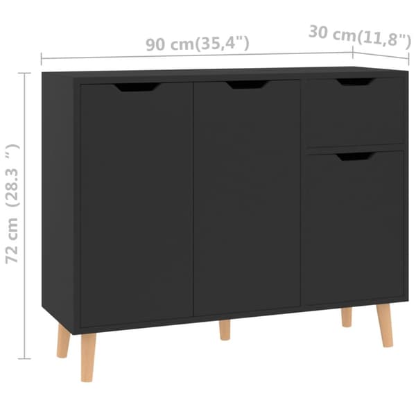 skænk 90x30x72 cm konstrueret træ sort højglans