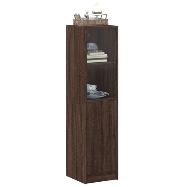 vidaXL Highboard med glassdører brun eik 35x37x142 cm