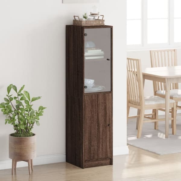 vidaXL Highboard med glassdører brun eik 35x37x142 cm