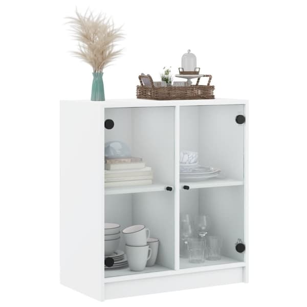 vidaXL Sidoskåp med glasdörrar vit 68x37x75,5 cm