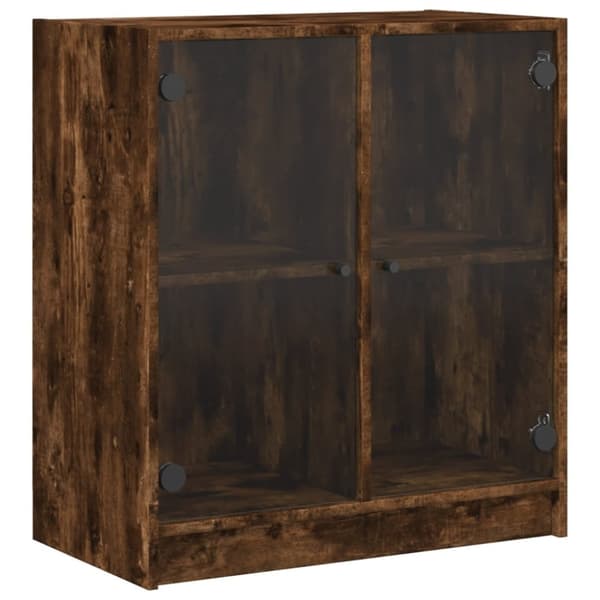 vidaXL Sivukaappi lasiovilla savutammi 68x37x75,5 cm