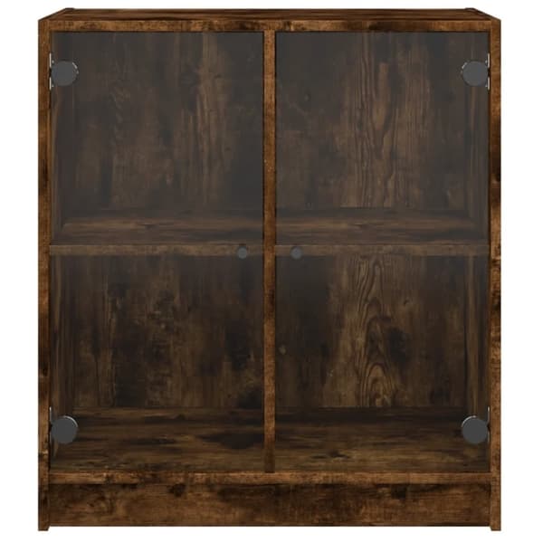 vidaXL Sidoskåp med glasdörrar rökfärgad ek 68x37x75,5 cm