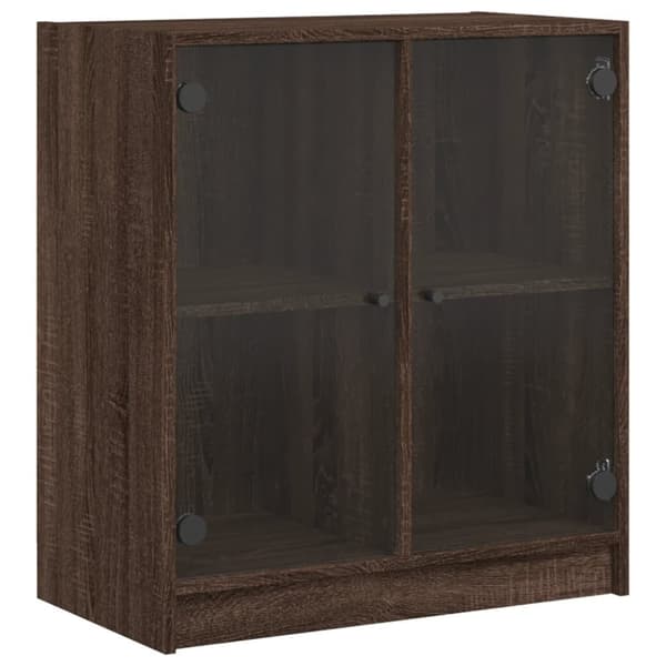 vidaXL Sideskap med glassdører brun eik 68x37x75,5 cm