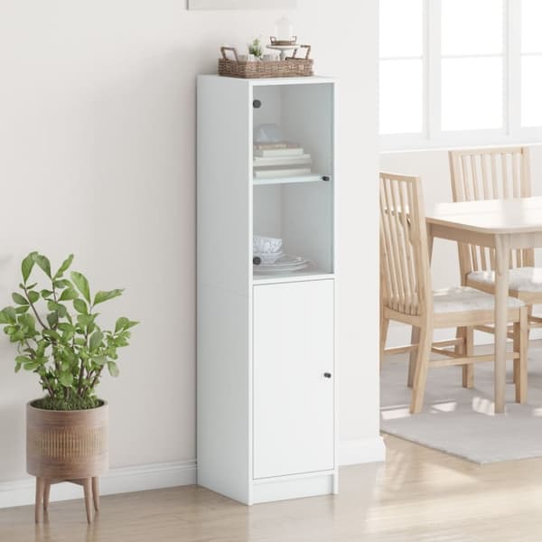 vidaXL Highboard med glassdører hvit 35x37x142 cm