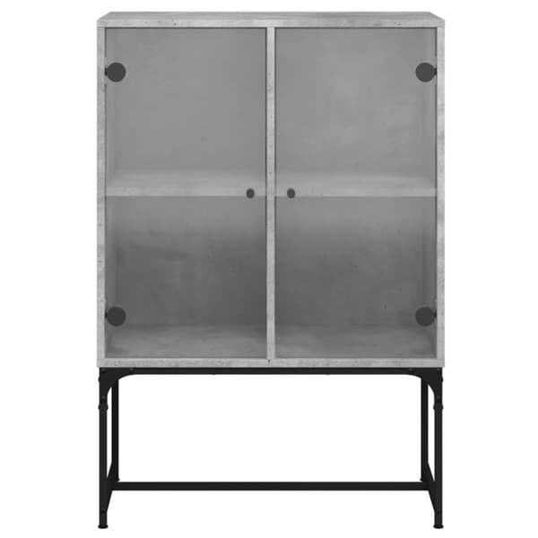 vidaXL Sideskap med glassdører betonggrå 69x37x100 cm