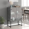 Miniatyrbilde 2 av 11: vidaXL Sideskap med glassdører betonggrå 69x37x100 cm