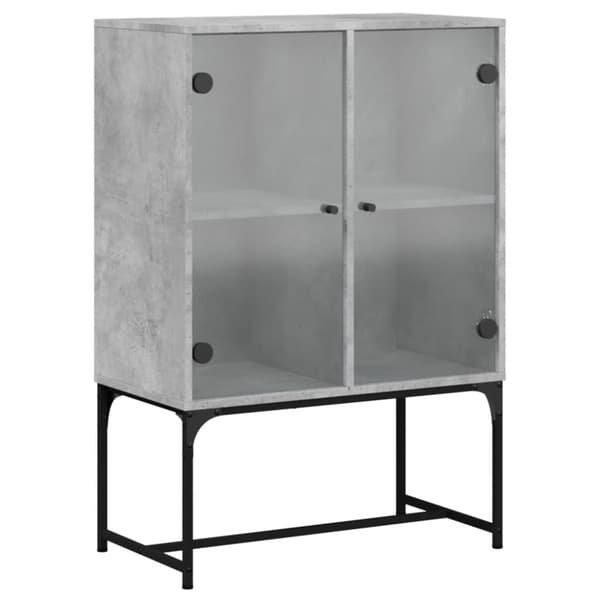 vidaXL Sideskap med glassdører betonggrå 69x37x100 cm