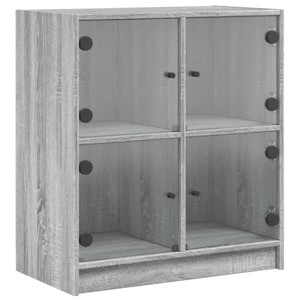 vidaXL Veggskap med glassdører grå sonoma 68x37x75,5 cm