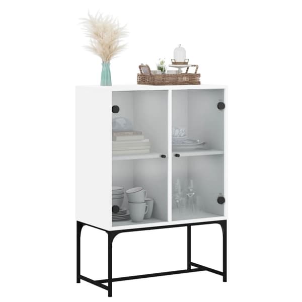 vidaXL Sideskap med glassdører hvit 69x37x100 cm
