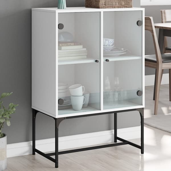 vidaXL skab med glaslåger 69x37x100 cm hvid