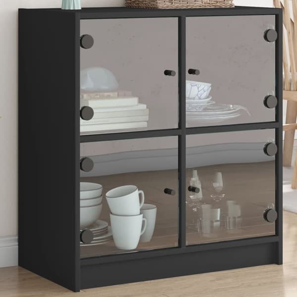 vidaXL skab med glaslåger 68x37x75,5 cm sort