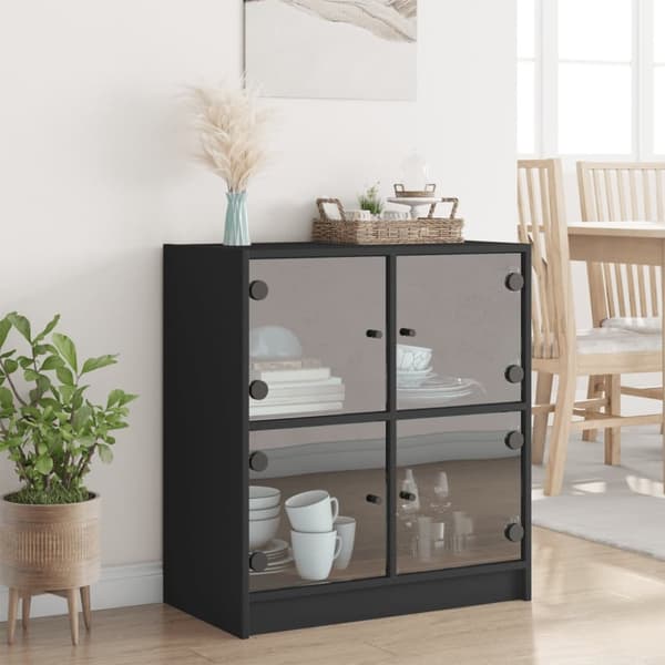 vidaXL skab med glaslåger 68x37x75,5 cm sort