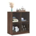 Miniatyrbilde 3 av 11: vidaXL Sideskap med glassdører brun eik 68x37x75,5 cm