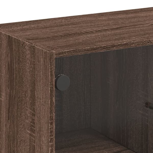 vidaXL Sideskap med glassdører brun eik 68x37x75,5 cm