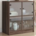 Miniatyrbilde 11 av 11: vidaXL Sideskap med glassdører brun eik 68x37x75,5 cm