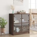 Miniatyrbilde 2 av 11: vidaXL Sideskap med glassdører brun eik 68x37x75,5 cm