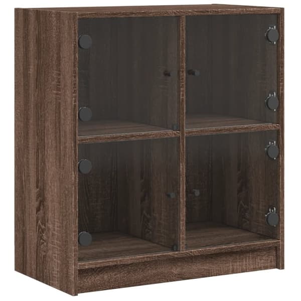 vidaXL Sideskap med glassdører brun eik 68x37x75,5 cm