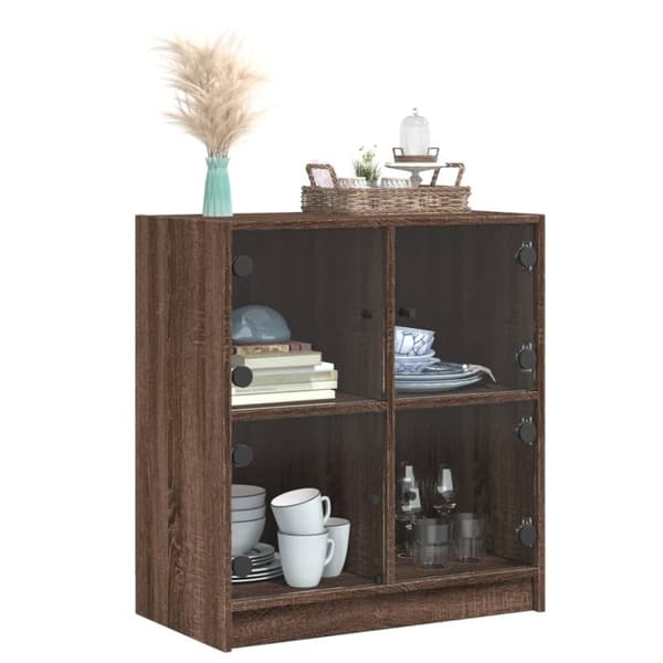 vidaXL skab med glaslåger 68x37x75,5 cm brun egetræsfarve