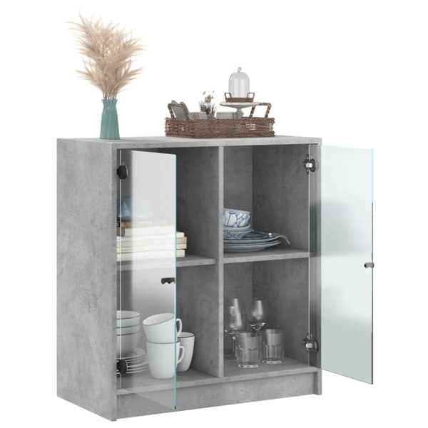 vidaXL skab med glaslåger 68x37x75,5 cm betongrå