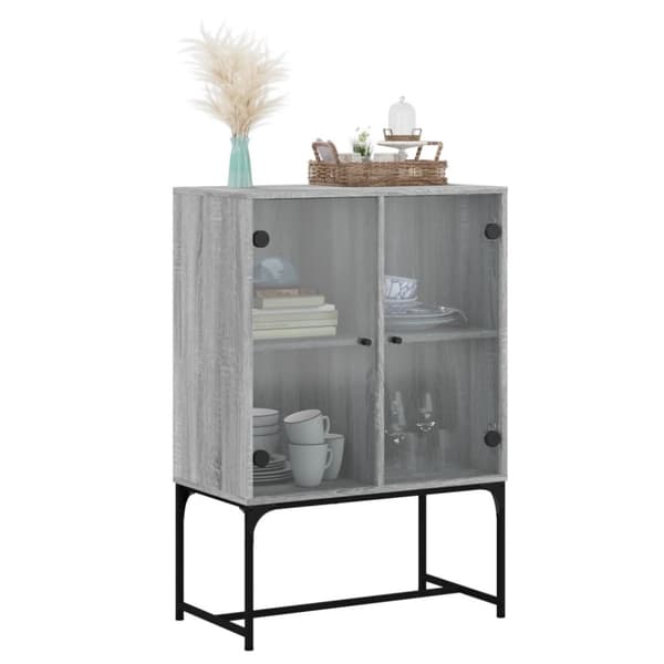 vidaXL Sivukaappi lasiovilla harmaa Sonoma 69x37x100 cm